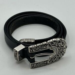 Chico's Women's Black Leather Western Retro Style Belt Size Small